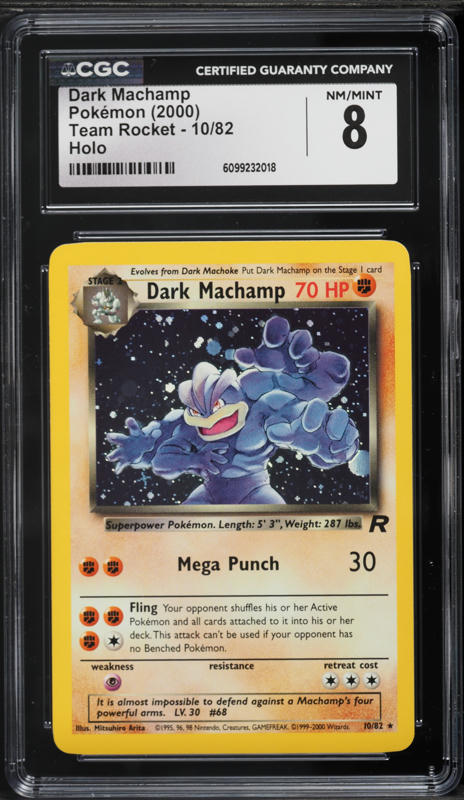 2000 Pokemon Team Rocket Holo Dark Machamp #10 CGC 8 NM-MT