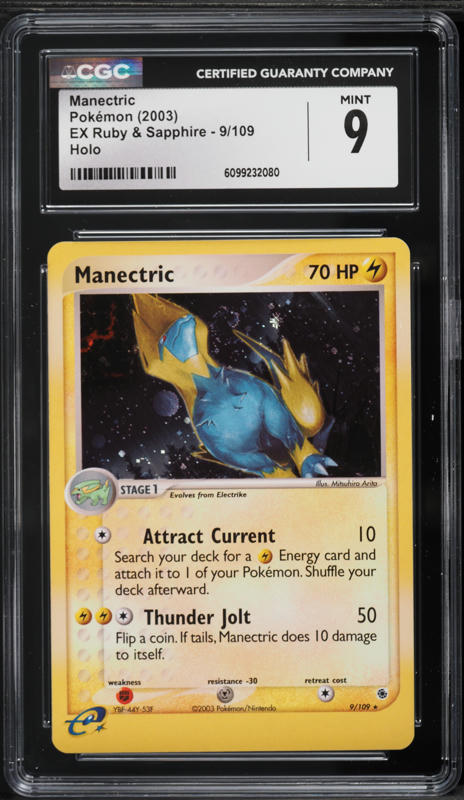 2003 Pokemon EX Ruby & Sapphire Holo Manectric #9 CGC 9 MINT