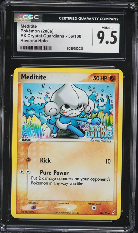 2006 Pokemon EX Crystal Guardians Reverse Holo Meditite #56 CGC 9.5 MINT+