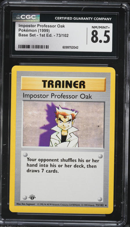 1999 Pokemon Base Set Shadowless Impostor Professor Oak #73 PSA 9