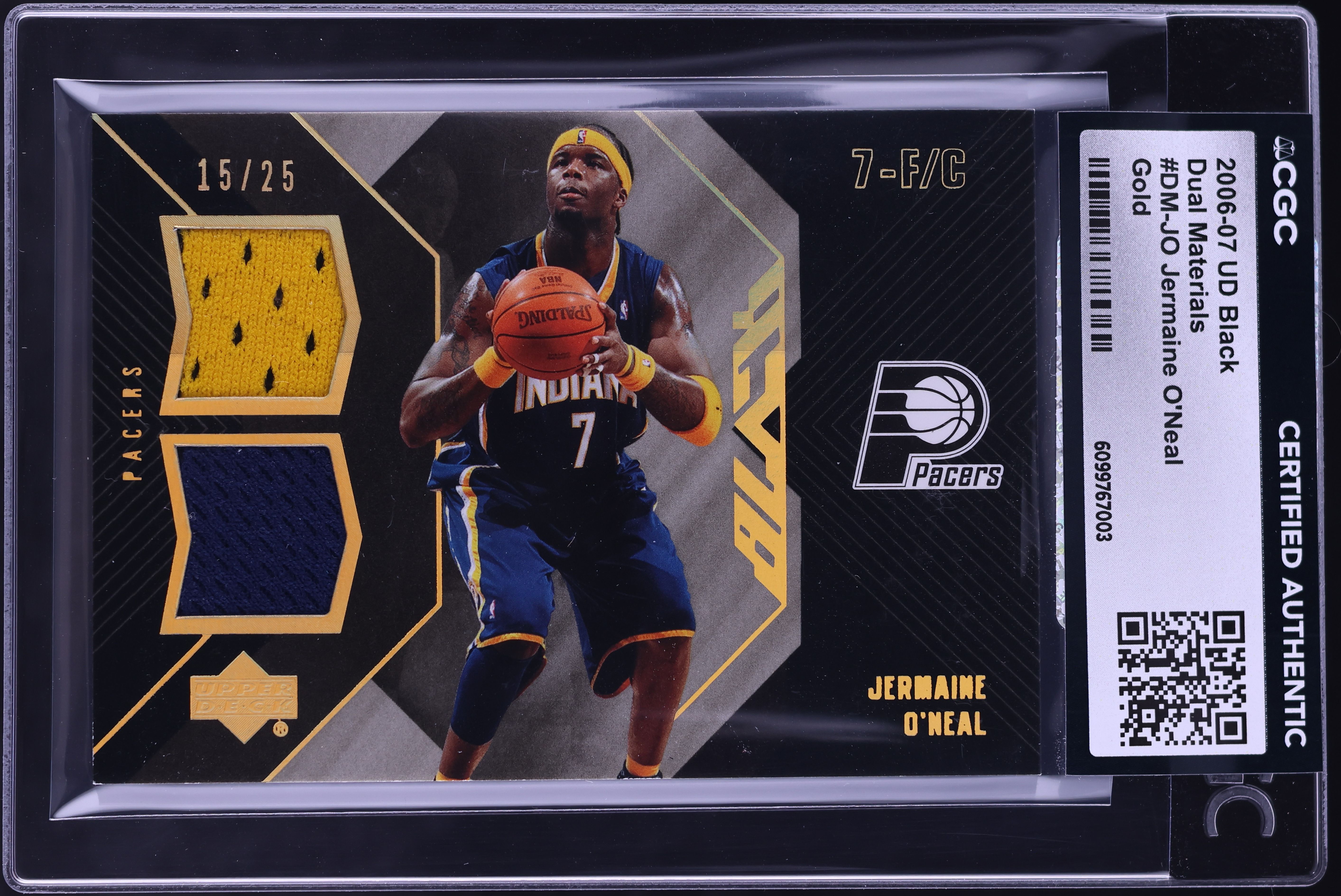 2006 Upper Deck Black Dual Gold Jermaine O'Neal PATCH /25 #DM-JO