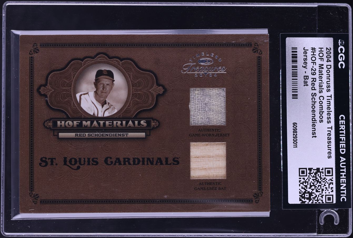 2004 Donruss Timeless Treasures HOF Combo Jersey Bat Red 