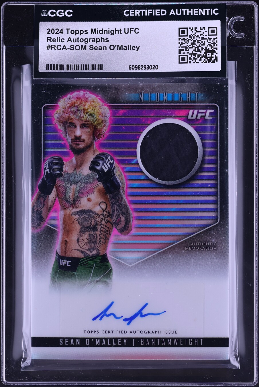 2024 Topps Midnight UFC Sean O'Malley PATCH AUTO #RCA-SOM CGC AUTH