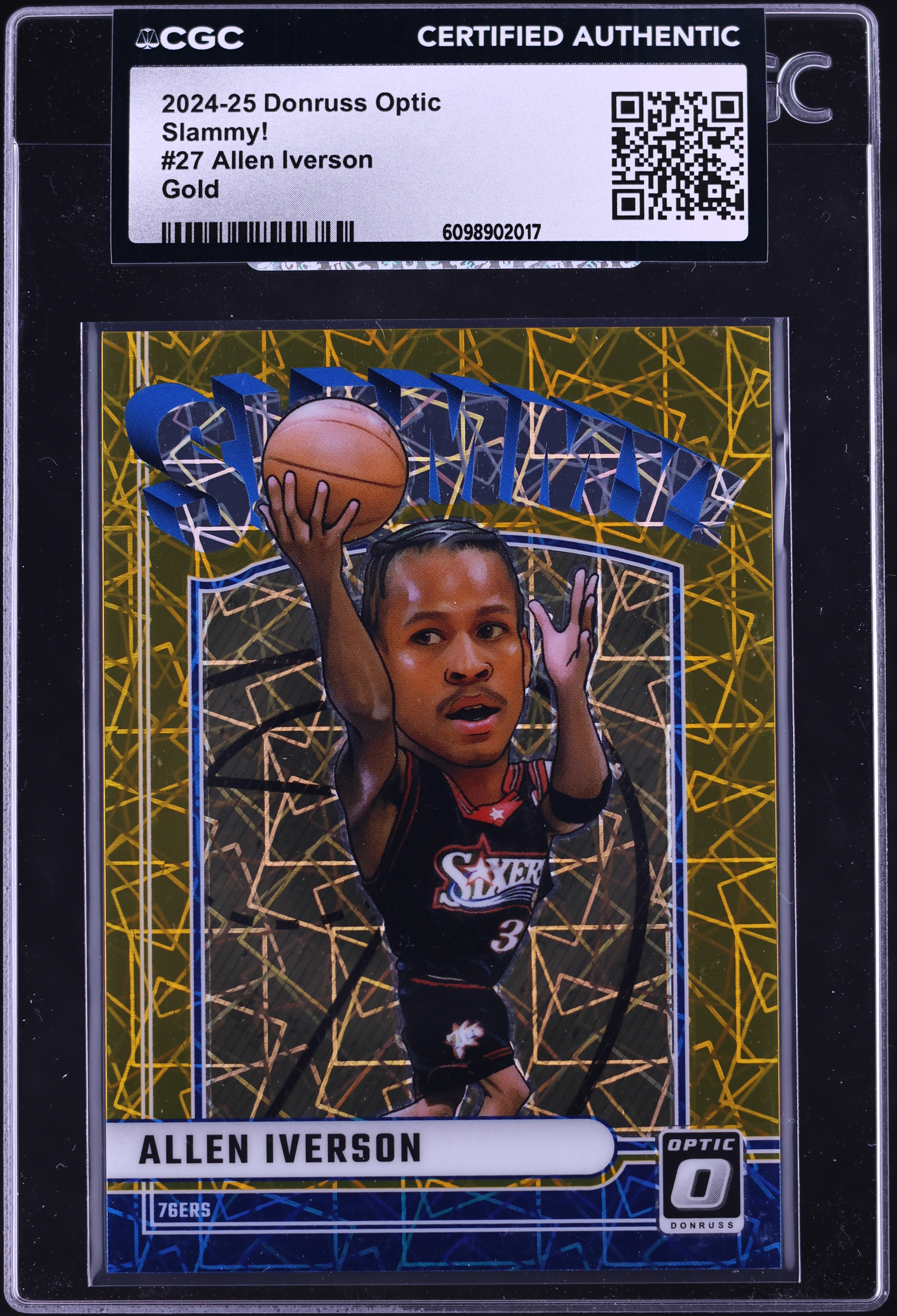 2024 Donruss Optic Slammy! Gold Allen Iverson 10/10 #27 CGC AUTH