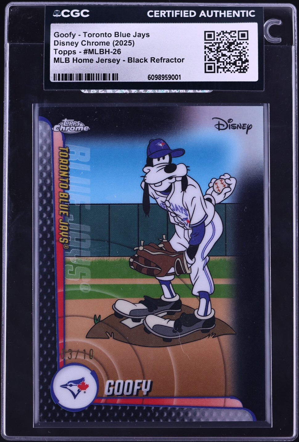 2025 Topps Chrome Disney MLB Home Jersey Black Refractor Goofy