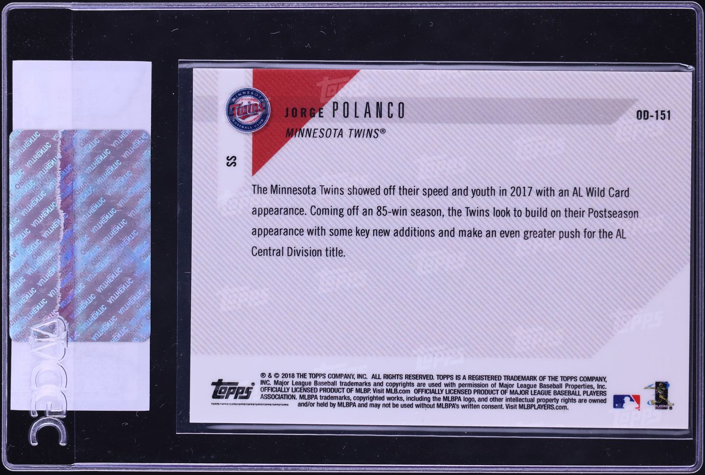 2018 Topps Now Road To Opening Day Jorge Polanco #OD-151 CGC AUTH