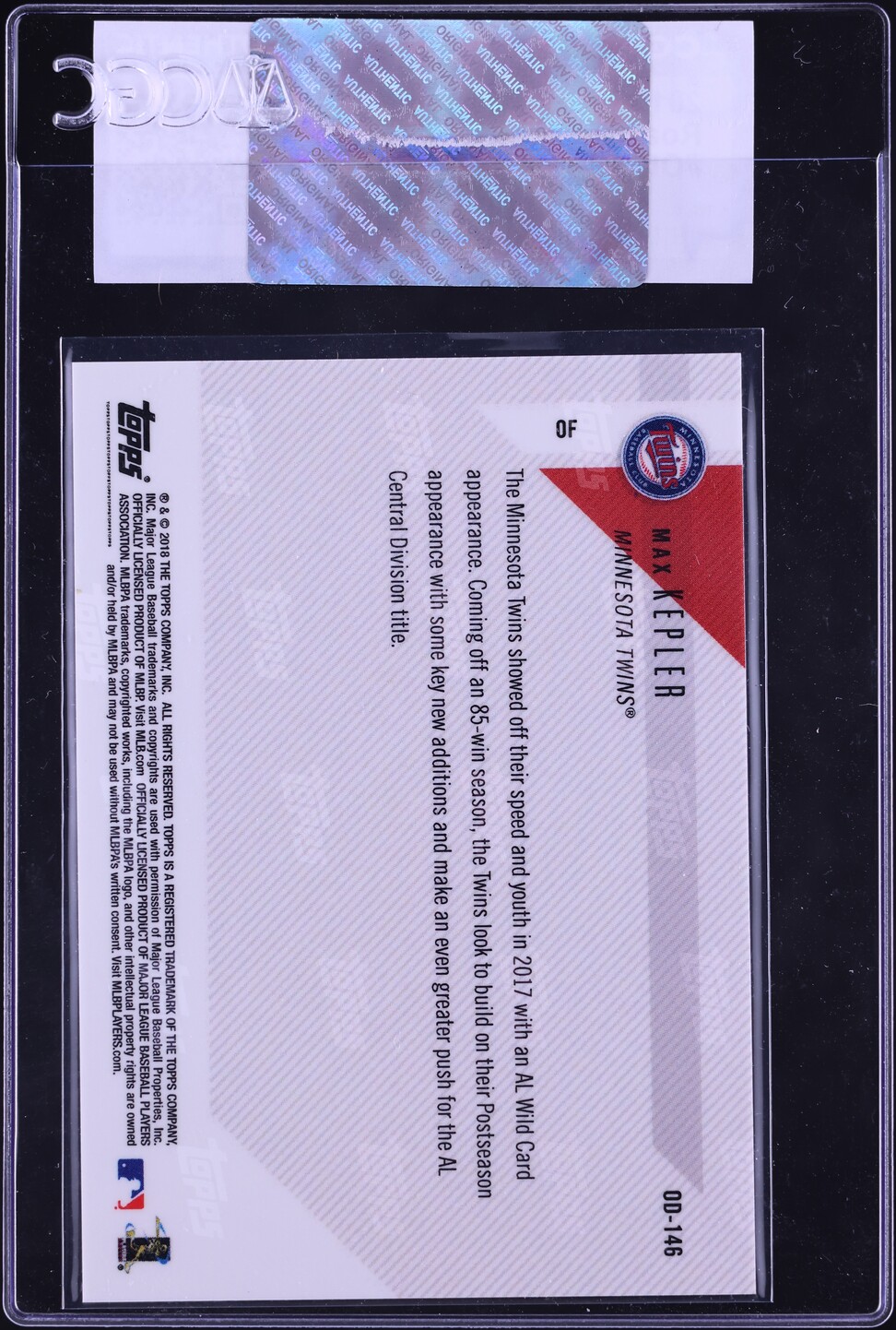 2018 Topps Now Road To Opening Day Max Kepler #OD-146 CGC AUTH