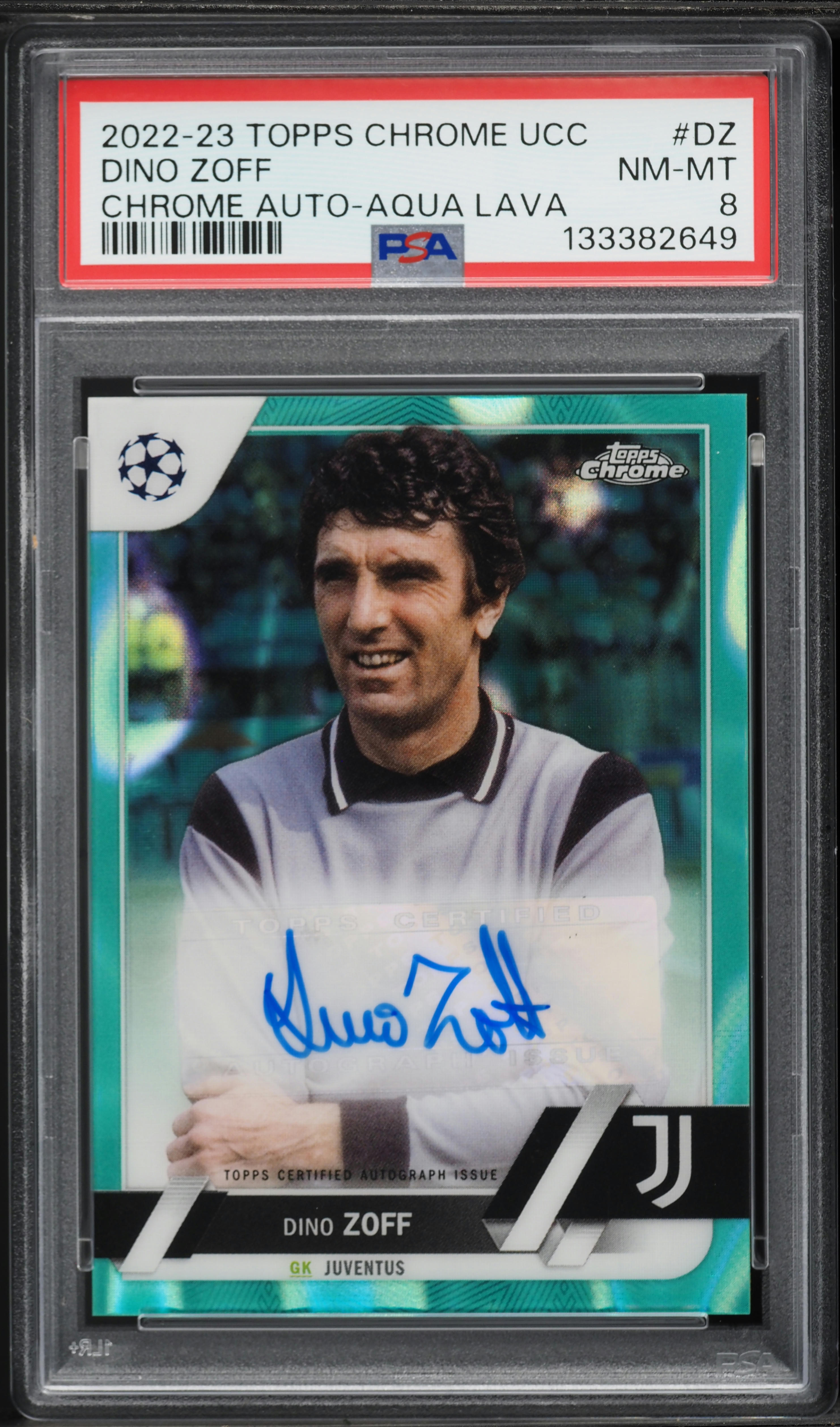 2022 Topps Chrome UEFA Club Competitions Aqua Lava Dino Zoff AUTO
