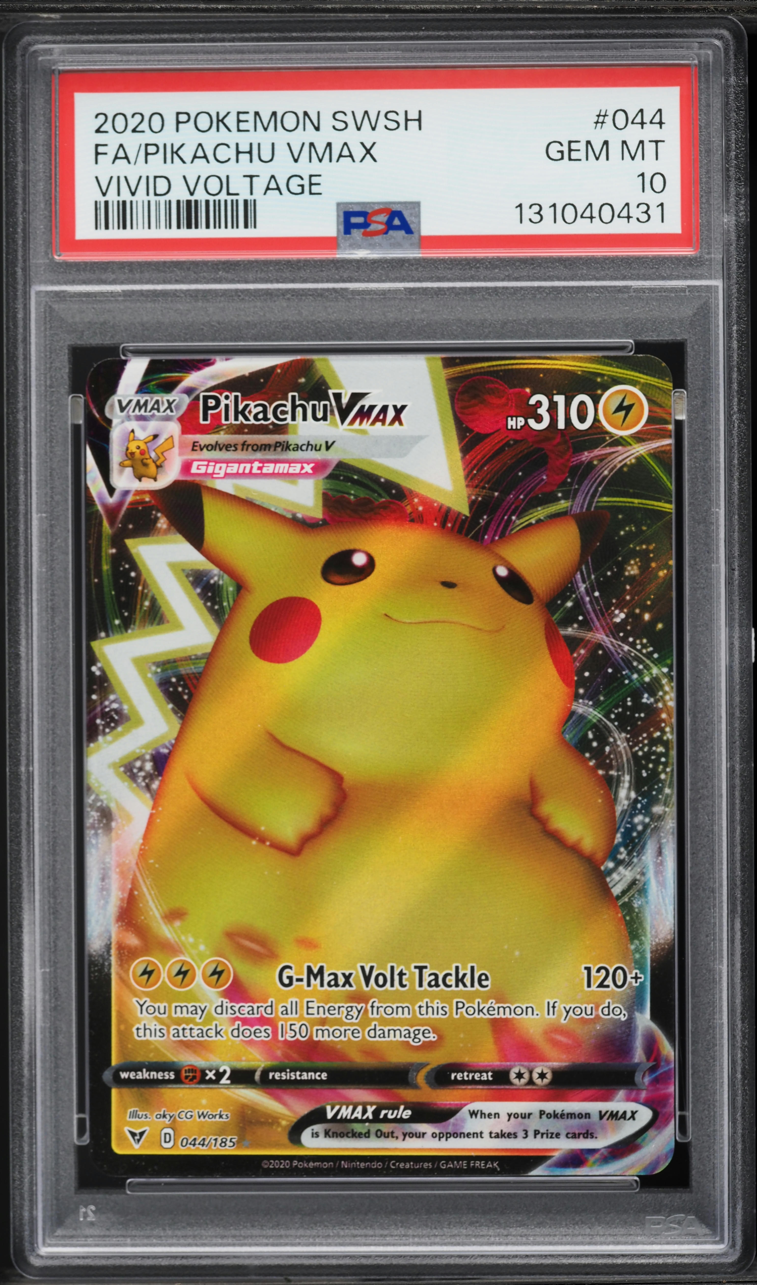 2020 Pokemon Sword & Shield Vivid Voltage Pikachu VMAX #44 PSA 10