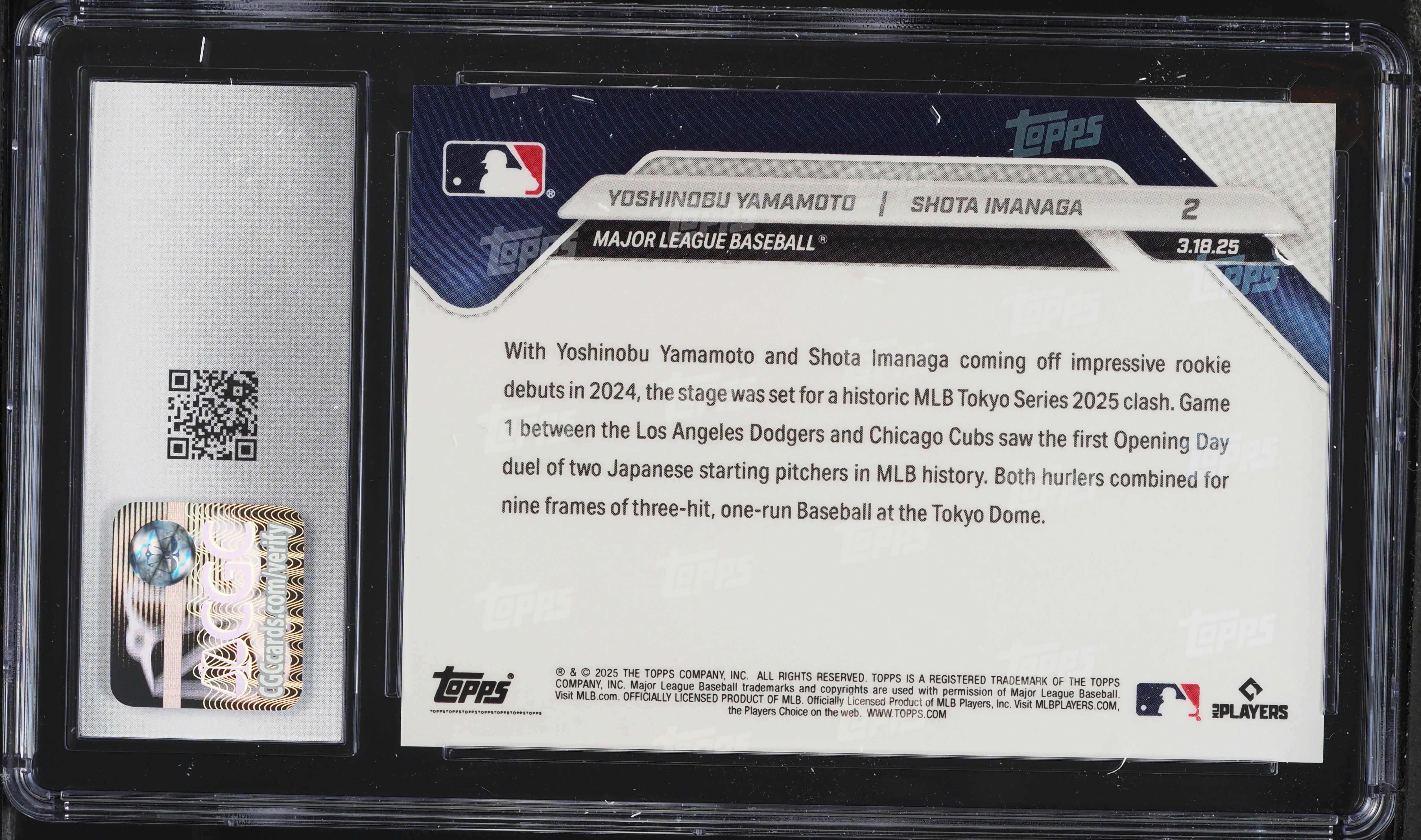 2025 Topps Now Yoshinobu Yamamoto Shota Imanaga #2 CGC 10 GEM MINT