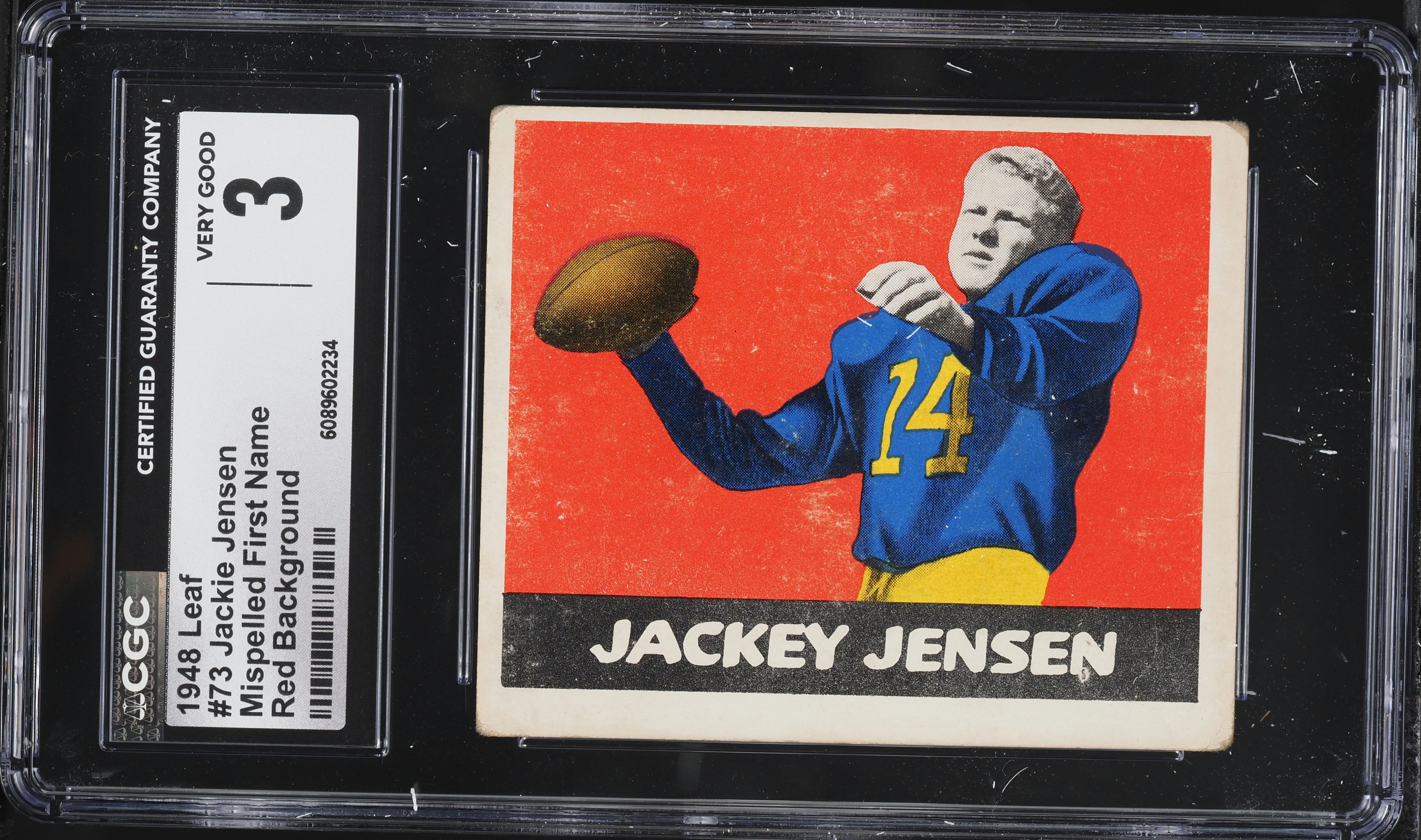 1948 Leaf Football Jackie Jensen MISSPELLED FIRST NAME RED