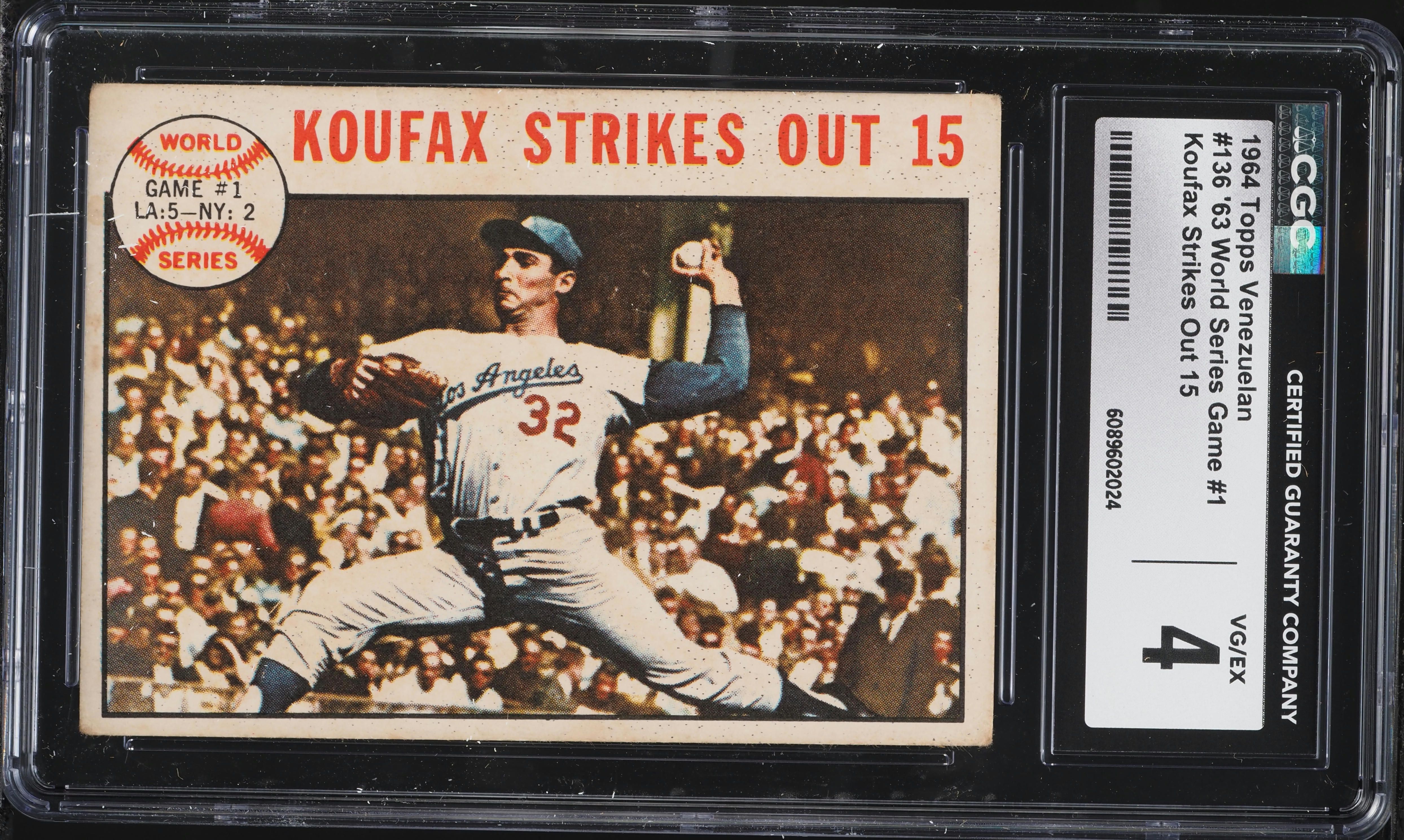 1964 Topps Venezuelan World Series Game 1 Sandy Koufax #136 CGC 4