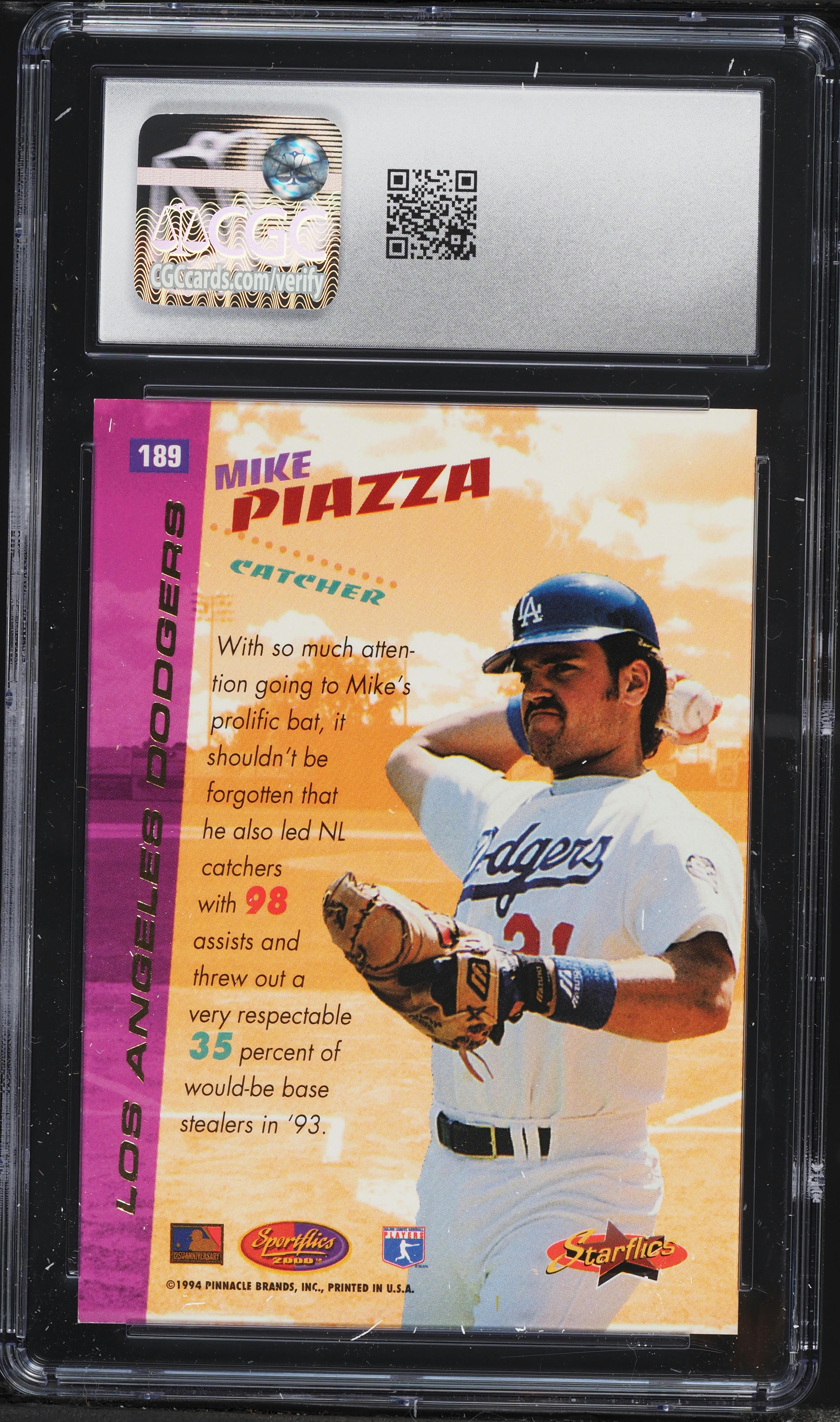 1994 Sportflics 2000 Starflics Mike Piazza #189 CGC 9 MINT on