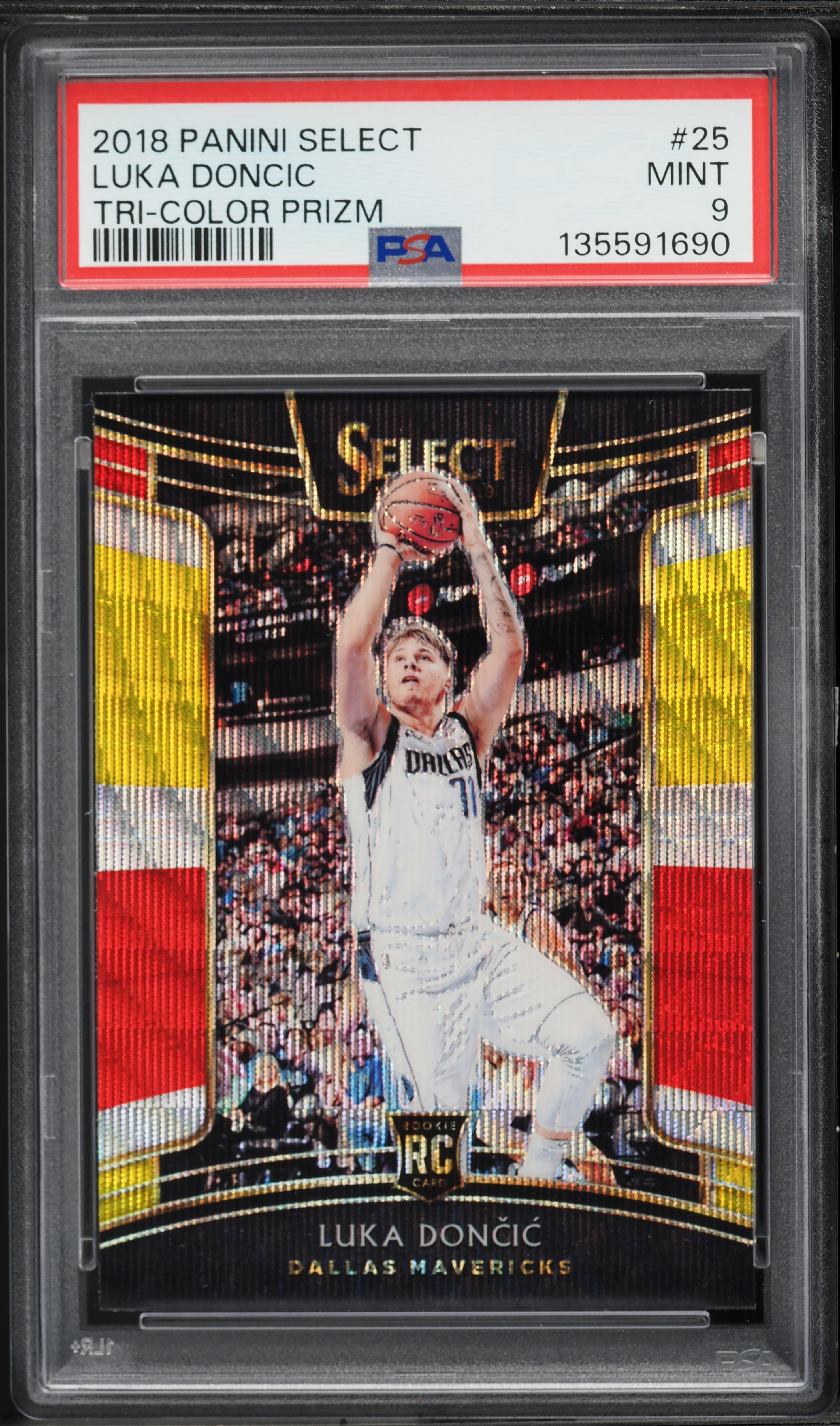 2018 Select Concourse Tri-Color Prizm Luka Doncic ROOKIE #25 PSA 9