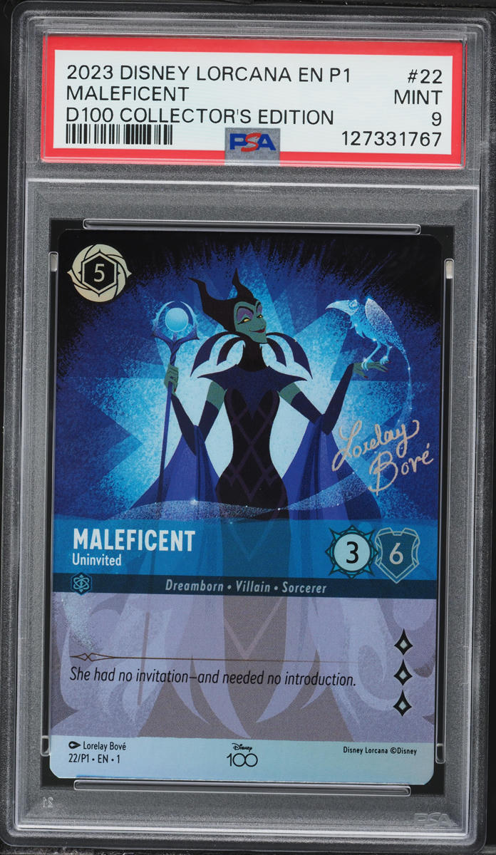 2023 Disney Lorcana Promo Disney100 Collector's Edition Maleficent Uninvited #22 PSA 9 MINT