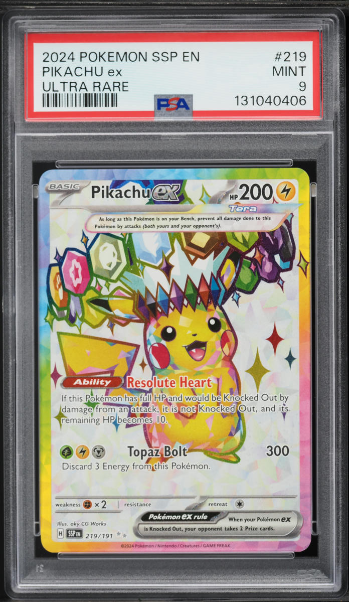 2024 Pokemon Scarlet & Violet Surging Sparks Full Art Pikachu EX #219 PSA 9 MINT