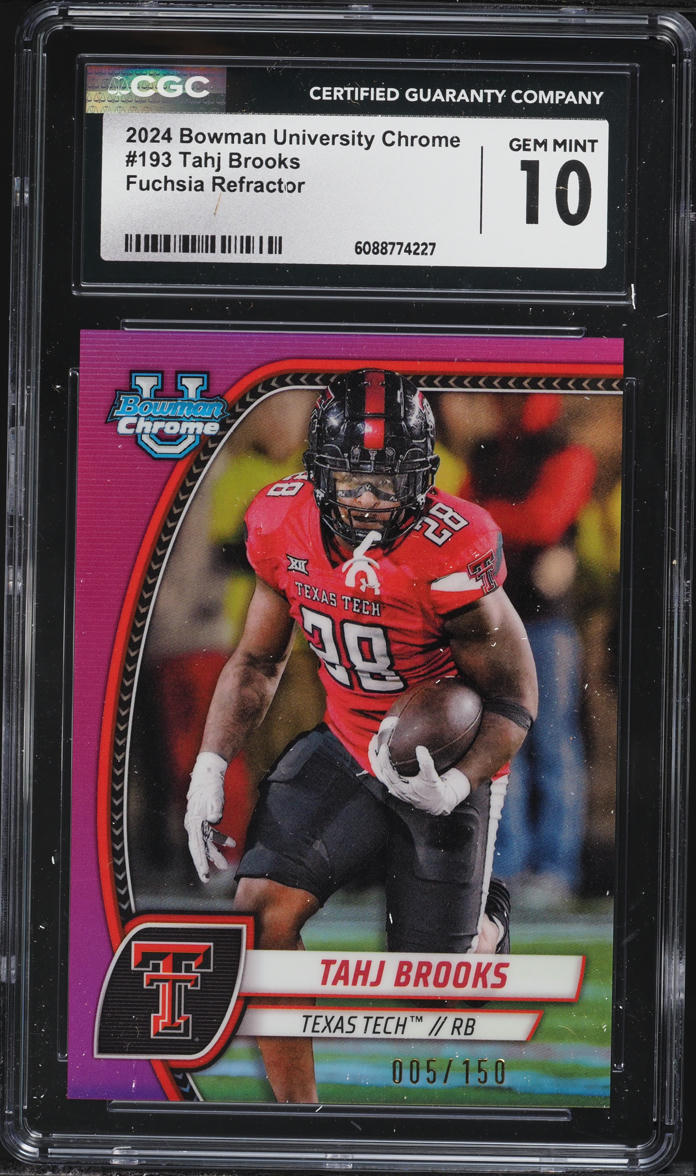 2024 Bowman University Chrome Fuchsia Refractor Tahj Brooks ROOKIE