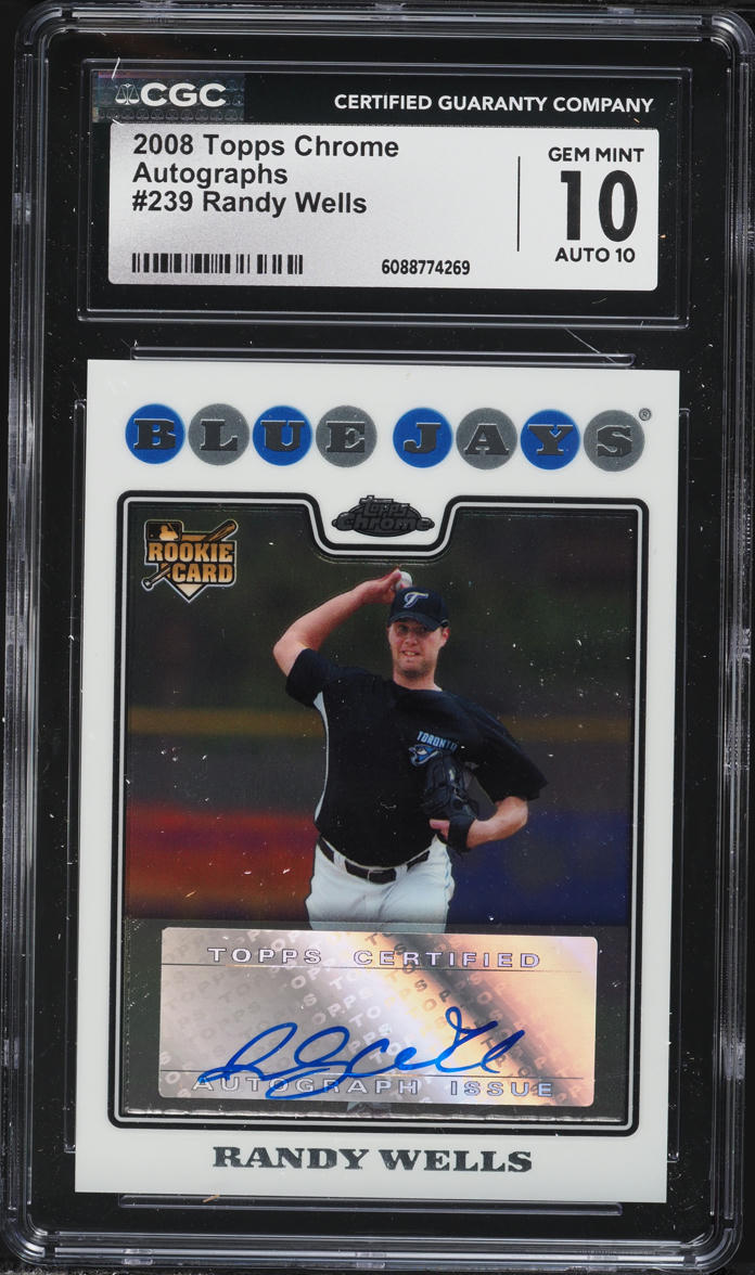 2008 Topps Chrome Randy Wells ROOKIE AUTO #239 CGC 10 GEM MINT