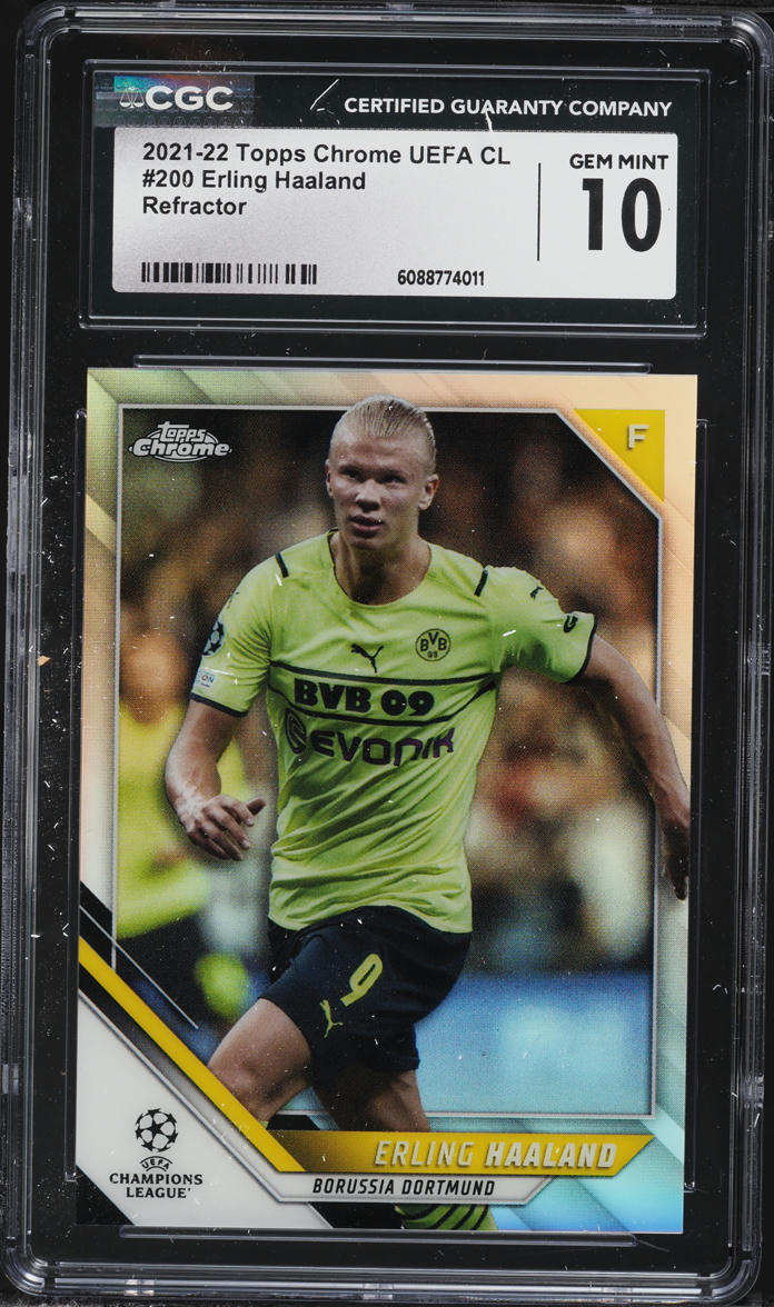 2021 Topps Chrome UEFA Refractor Erling Haaland #200 CGC 10 GEM