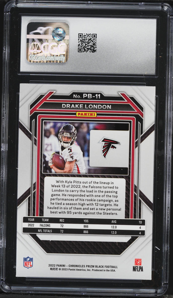 2022 Panini Chronicles Prizm Black Drake London ROOKIE #PB-11 CGC 10 GEM MINT