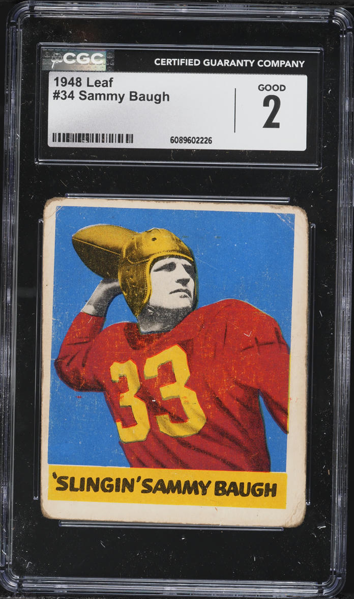 1948 Leaf Football Sammy Baugh ROOKIE #34 CGC 2 GD