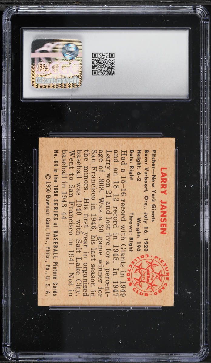 1950 Bowman Larry Jansen #66 CGC 5.5 EX+