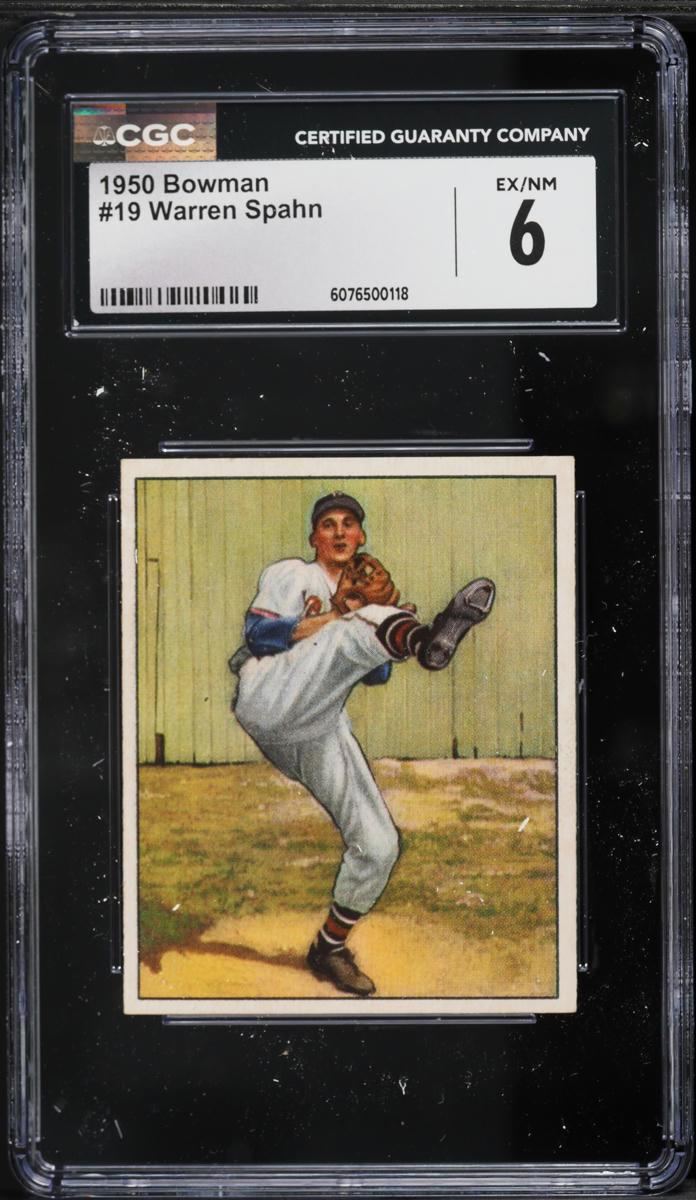1950 Bowman Warren Spahn #19 CGC 6 EXMT