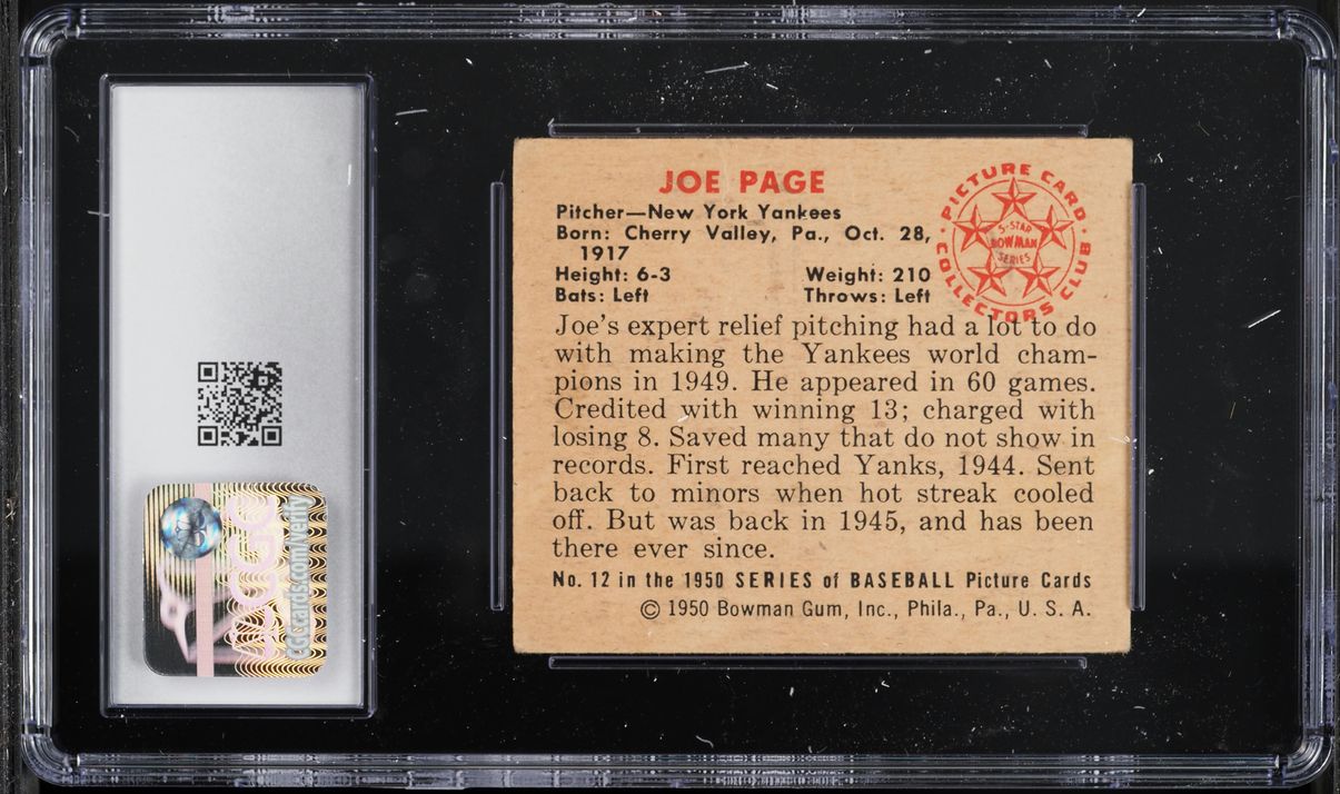 1950 Bowman Joe Page #12 CGC 3.5 VG+