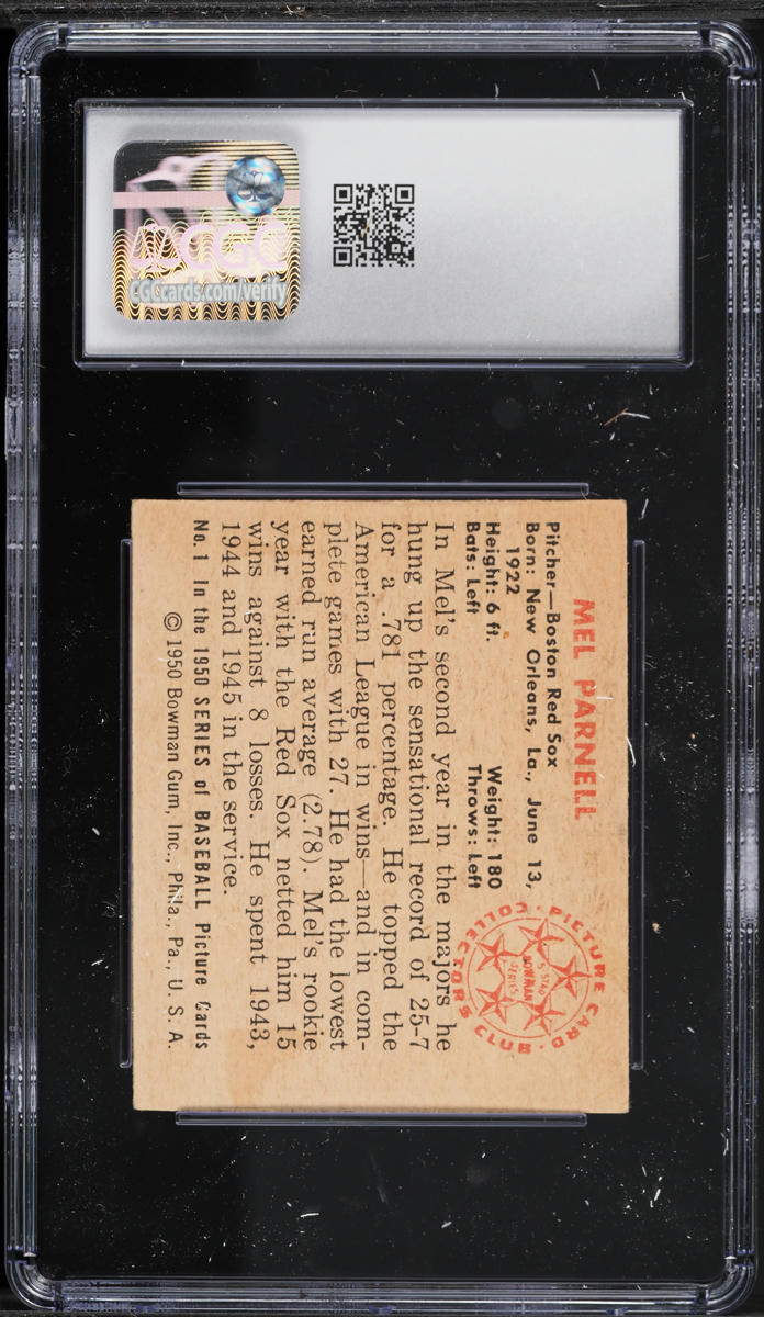 1950 Bowman Mel Parnell #1 CGC 4 VGEX