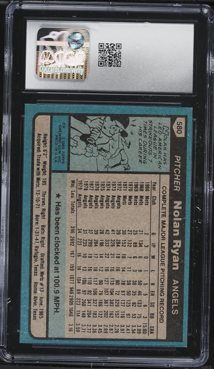 1980 Topps Nolan Ryan ALL-STAR #580 CGC 7 NRMT