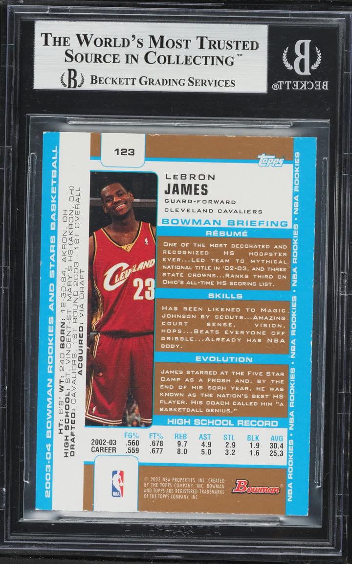 2003 Bowman Gold LeBron James ROOKIE #123 BGS 8.5 NM-MT+