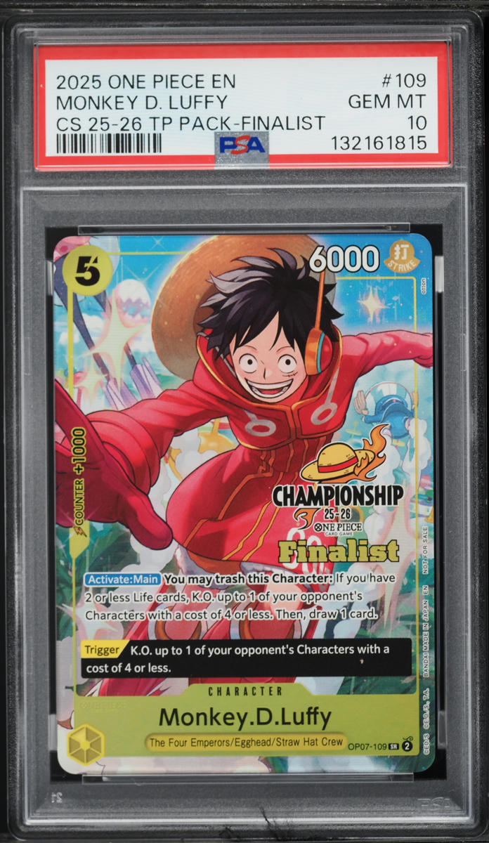 2025 One Piece Championship 25-26 Top Player Pack Finalist Alt Art Monkey D. Luffy #109 PSA 10