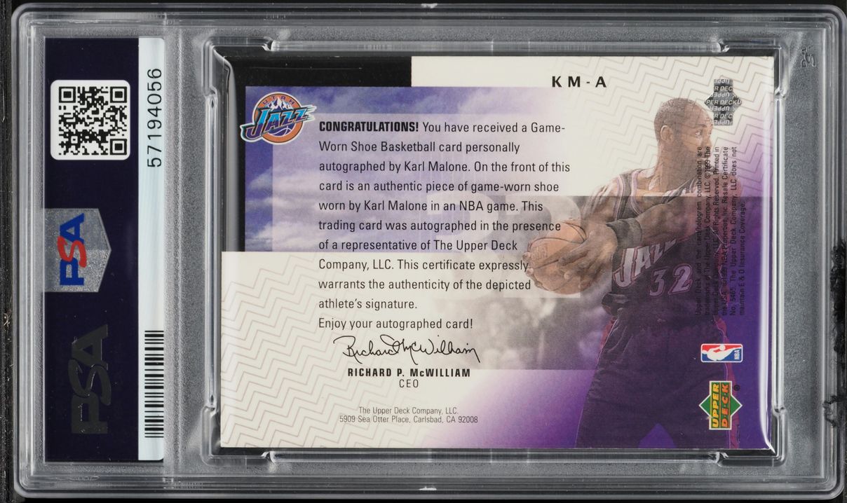 1999 Upper Deck HoloGrFX NBA Shoetime Karl Malone PATCH AUTO 1/32 