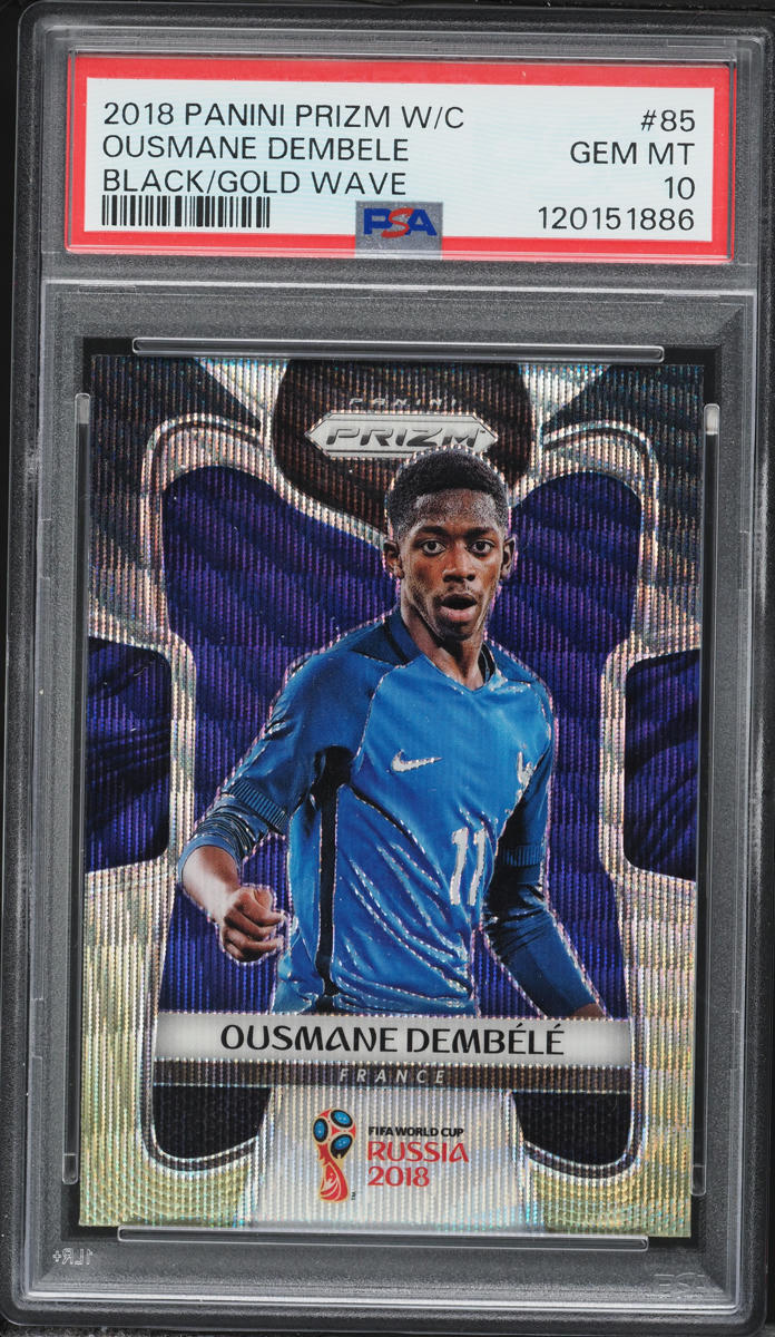 2018 Panini Prizm World Cup Black Gold Wave Ousmane Dembele #85 PSA 10 GEM MINT