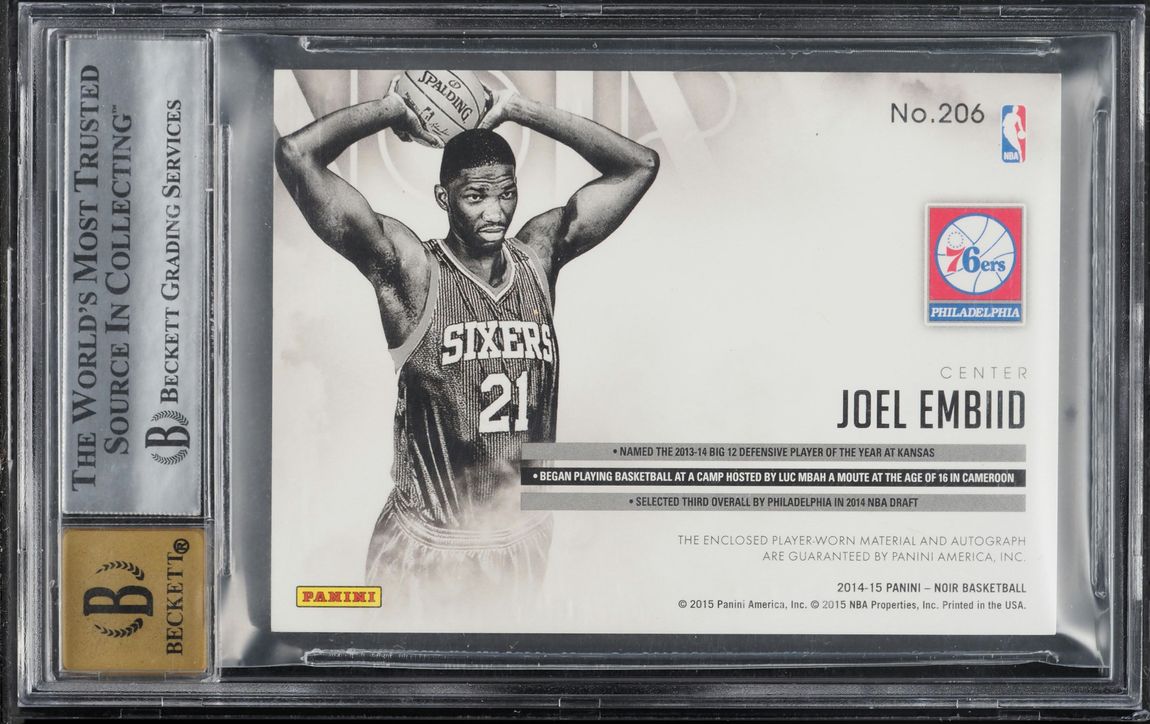 2014 Panini Noir Black & White Jersey Joel Embiid ROOKIE PATCH
