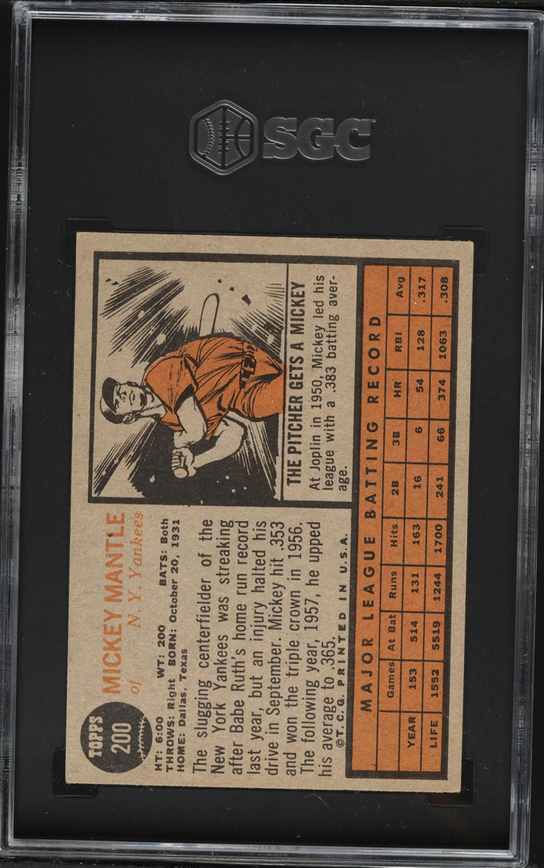 1962 Topps Mickey Mantle #200 SGC 5 EX