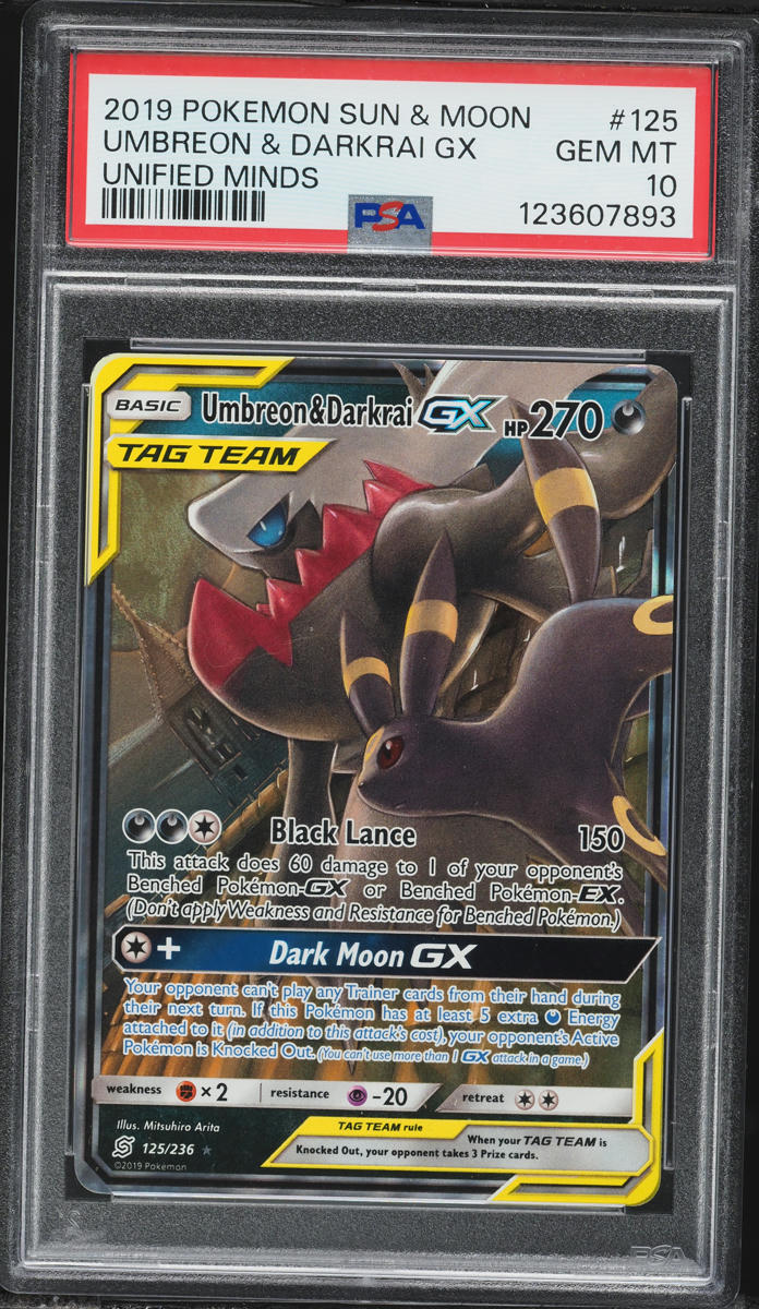 2019 Pokemon Sun & Moon Unified Minds Full Art Umbreon & Darkrai GX #125 PSA 10 GEM MINT