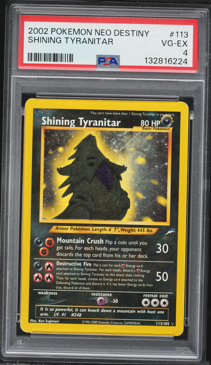 2002 Pokemon Neo Destiny Shining Tyranitar #113 PSA 4 VGEX