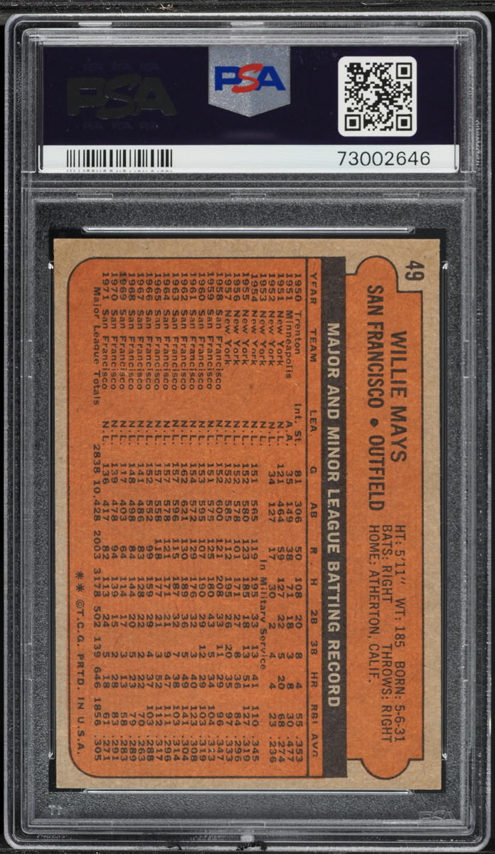 1972 Topps Willie Mays #49 PSA 7 NRMT