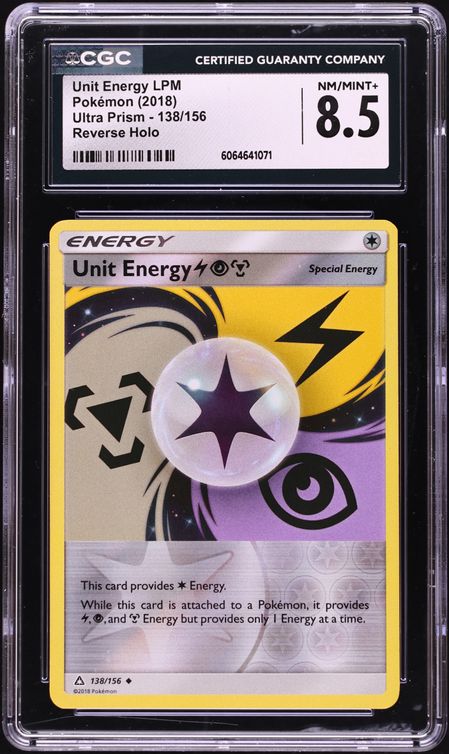 2018 Pokemon Sun & Moon Ultra Prism Reverse Holo Unit Energy LPM #138 CGC 8.5 NM-MT+