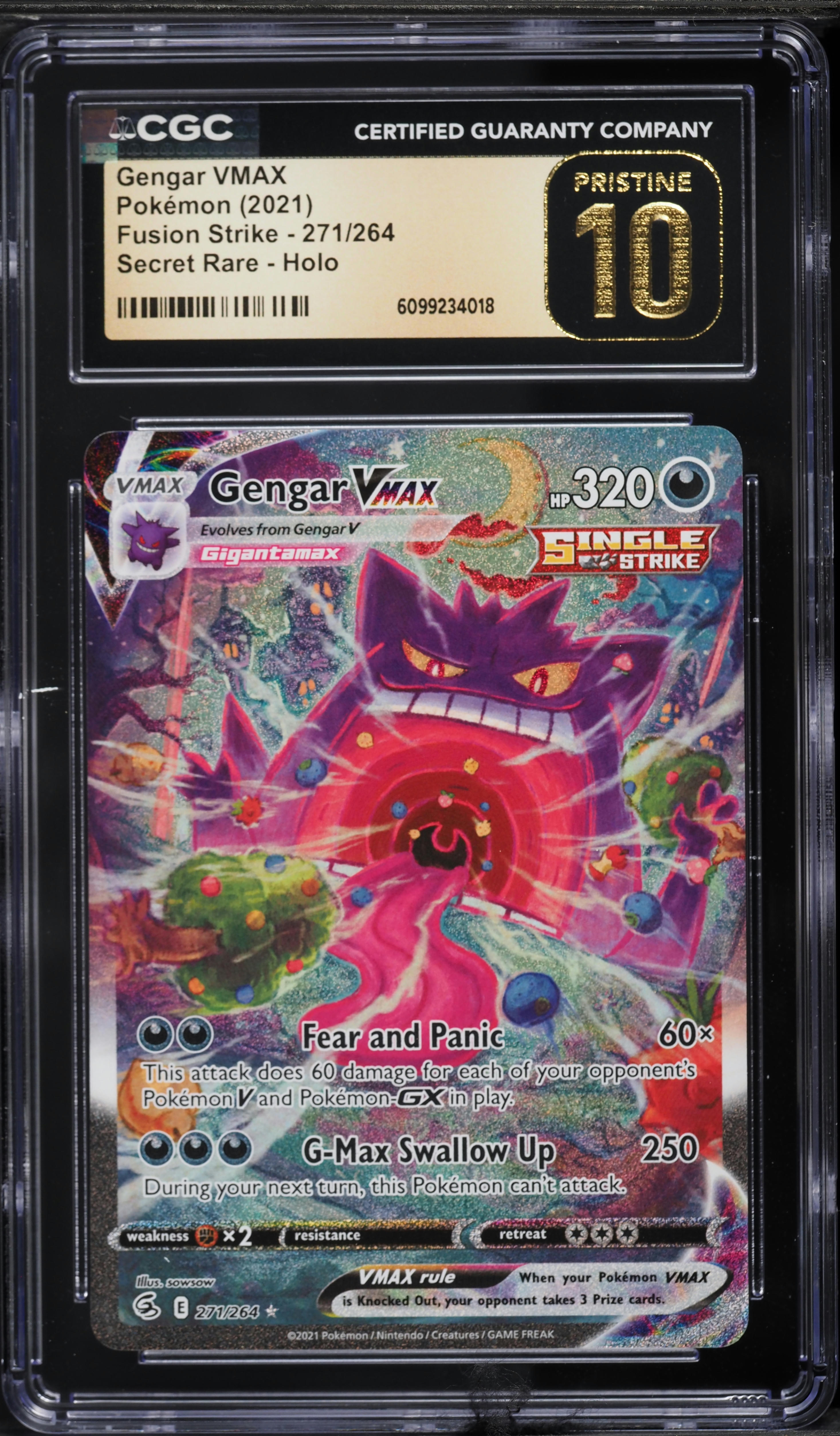 2021 Pokemon Sword & Shield Fusion Strike SEC Gengar VMAX #271 CGC