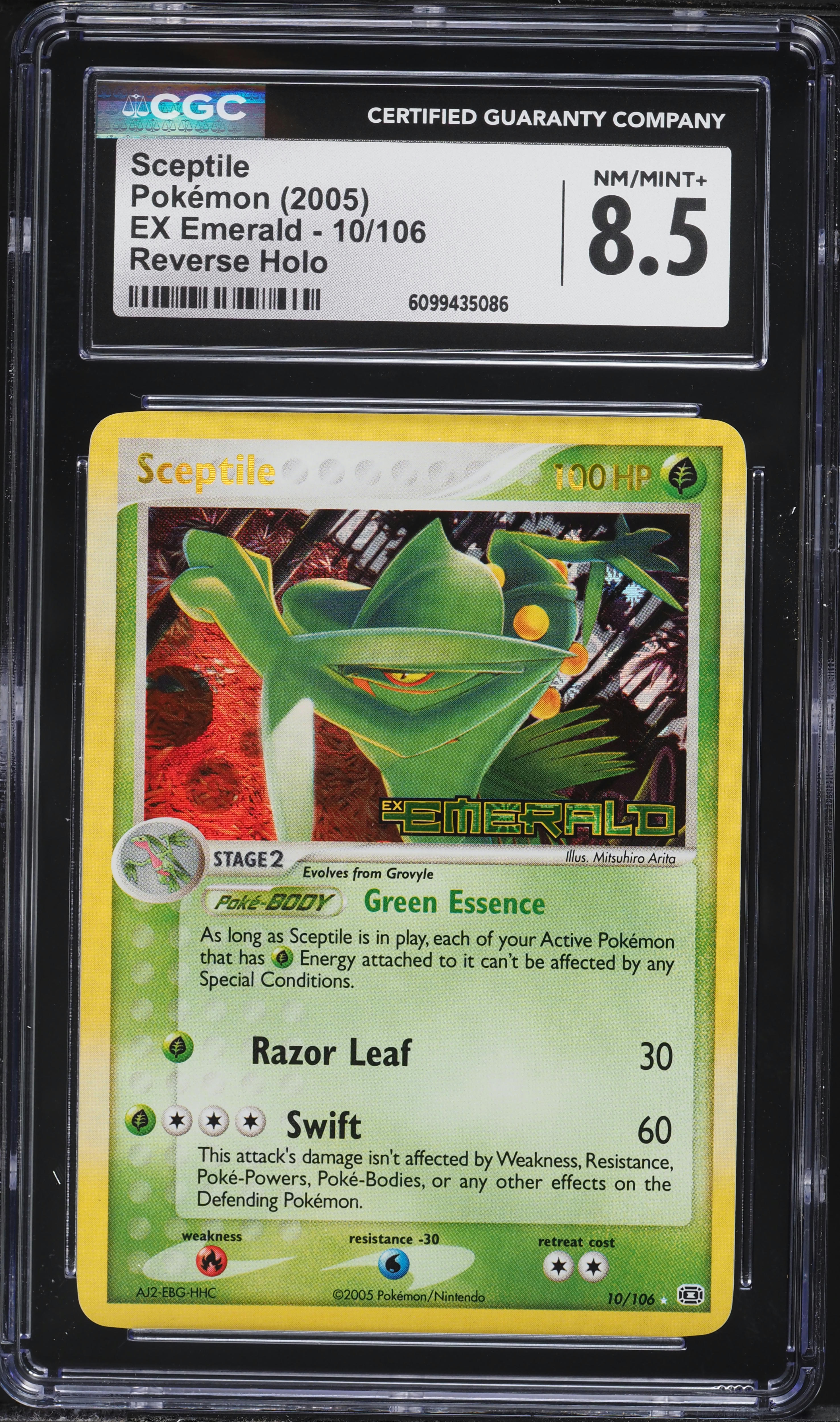 2005 Pokemon EX Emerald Reverse Holo Sceptile #10 CGC 8.5 NM-MT+