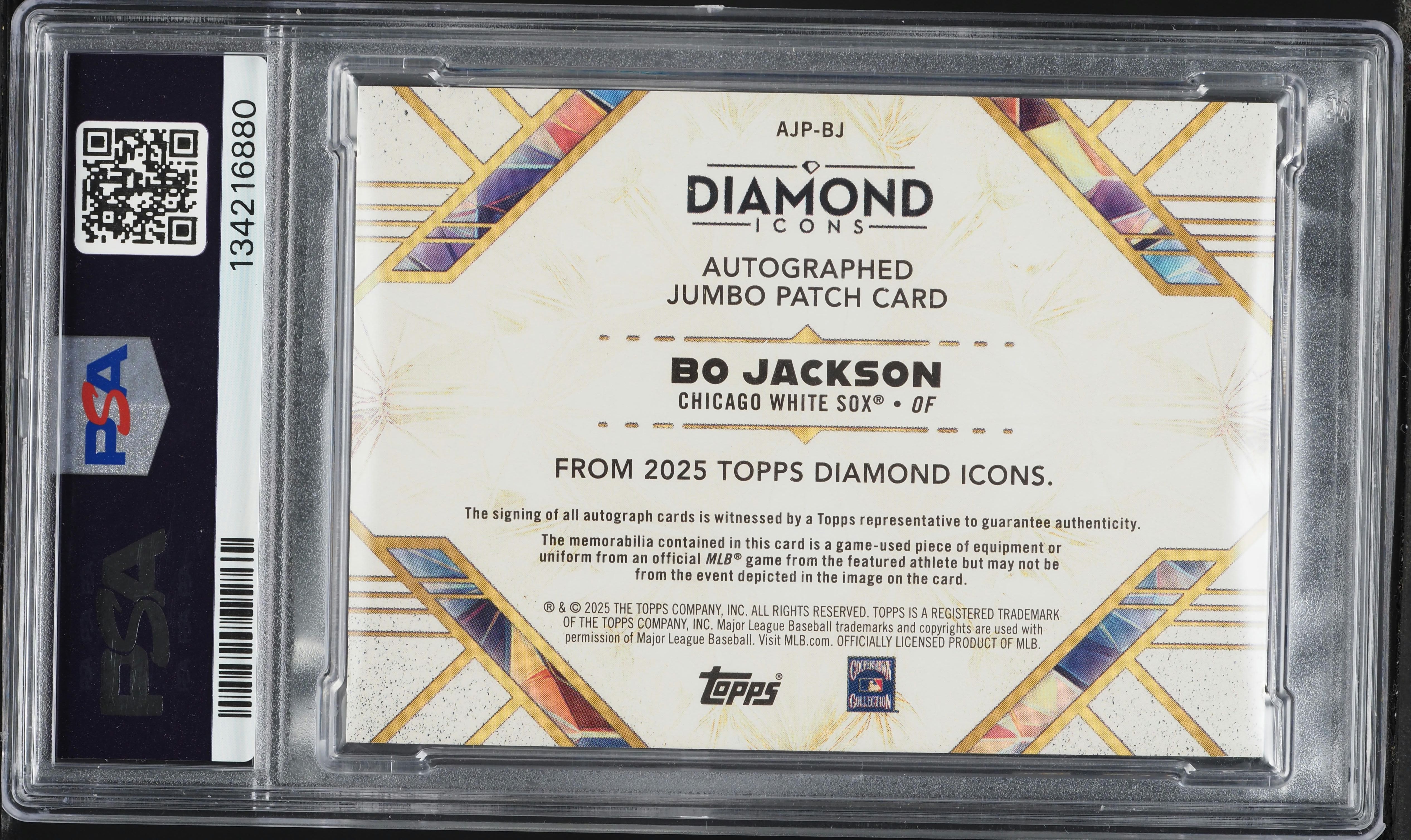 2025 Topps Diamond Icons Jumbo Bo Jackson PATCH AUTO /25 #AJP-BJ 