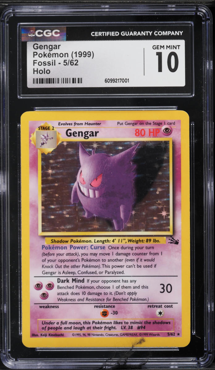 1999 Pokemon Fossil Holo Gengar #5 CGC 10 GEM MINT