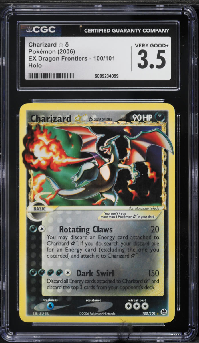 2006 Pokemon EX Dragon Frontiers Holo Charizard Gold Star #100 CGC 3.5 VG+