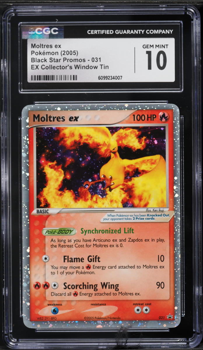 2005 Pokemon Promo EX Collector's Window Tin Holo Moltres ex #31 CGC 10 GEM MINT