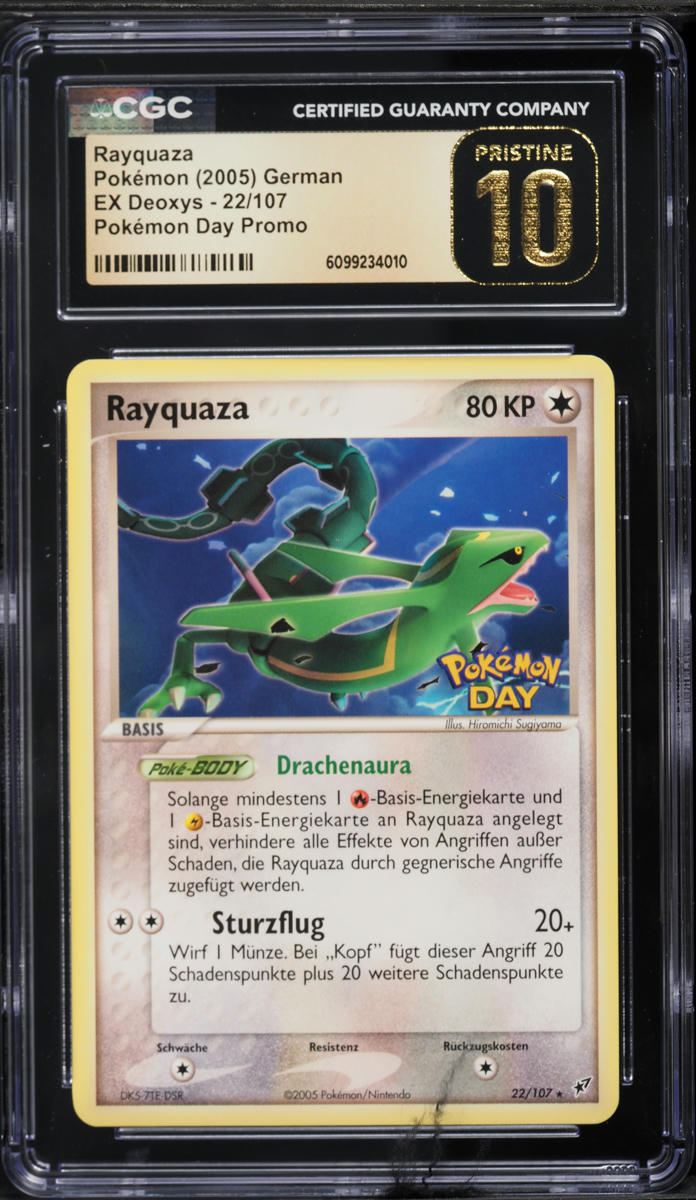 2005 Pokemon German EX Deoxys Pokémon Day Promo Rayquaza #22 CGC 10 PRISTINE