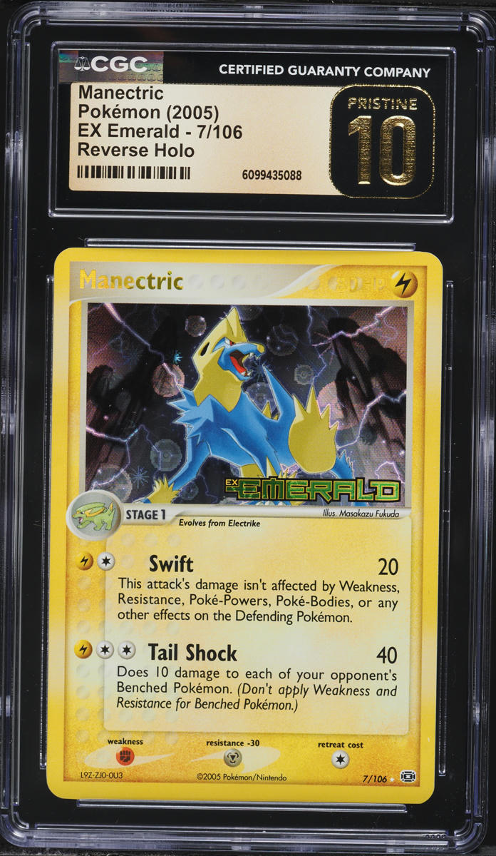 2005 Pokemon EX Emerald Reverse Holo Manectric #7 CGC 10 PRISTINE