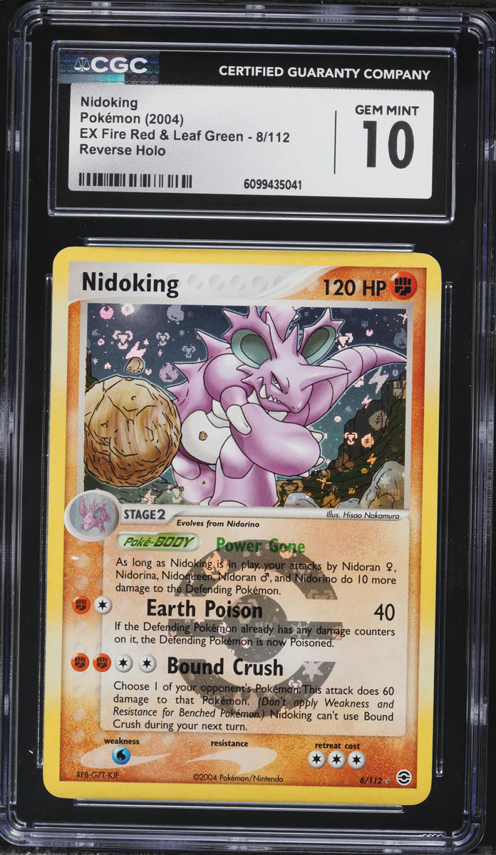 2004 Pokemon EX Fire Red & Leaf Green Reverse Holo Nidoking #8 CGC 10 GEM MINT