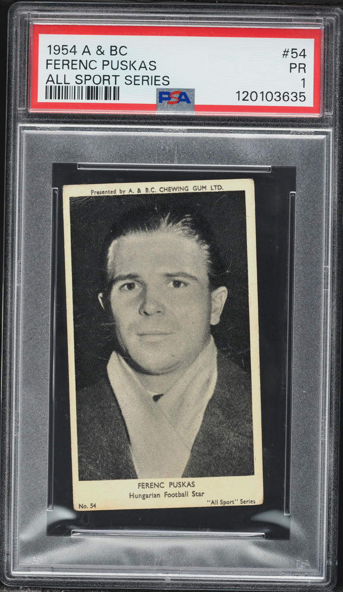 1954 A & BC All Sport Series Soccer Ferenc Puskas ROOKIE #54 PSA 1